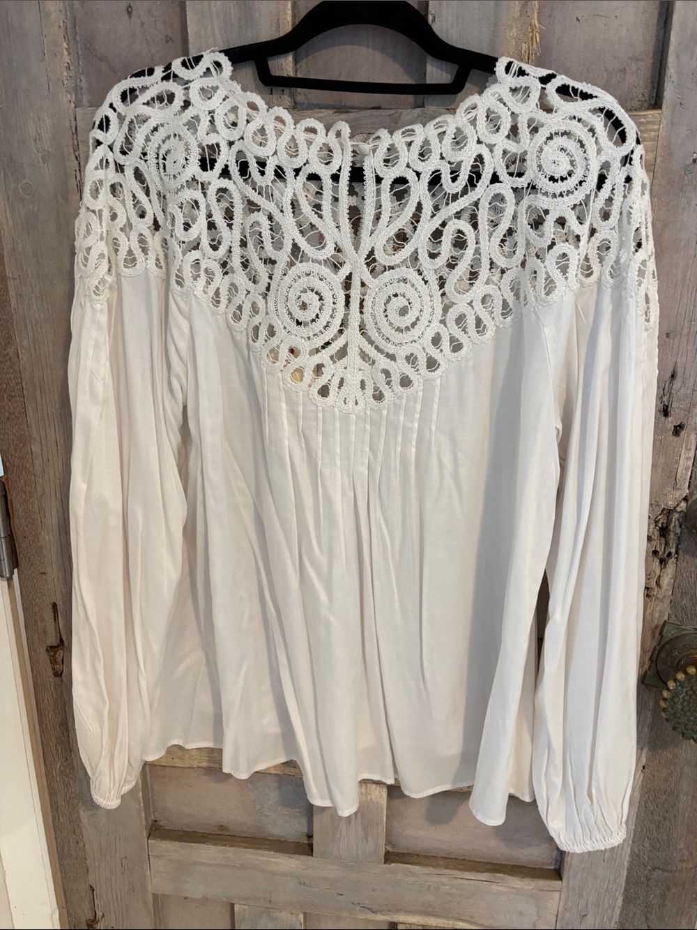 Johnny Was white tatted lace yoke.nwt Crochet Lace Top XL